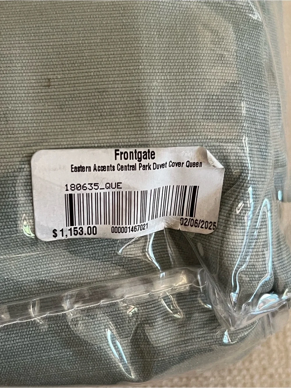 Barclay Butera Sage Green Duvet Cover with Greek Key Trim